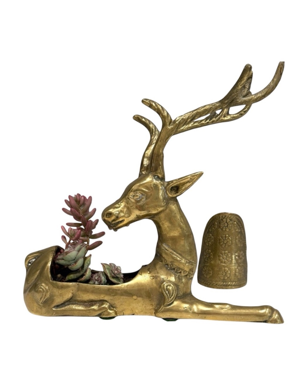 Vintage Brass Stag Trinket Box Hollywood Regency